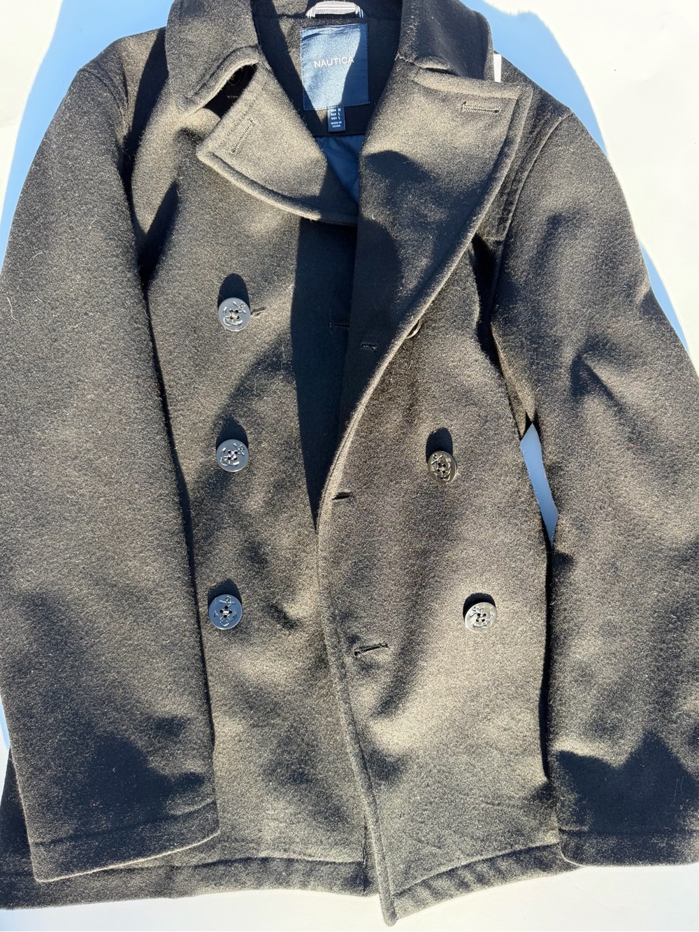 Nautica Black Double-Breasted Pea Coat